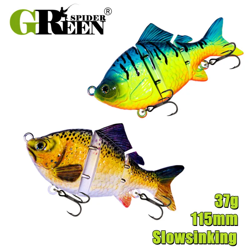 Greenspider Nuovo 115Mm 37G Slowainking Swimbaits Multi Jointed Bait Bass Fishing Lure Tilapia Con Spinner Wobblers Hard Bait