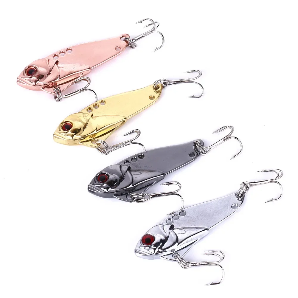 4Pcs Metal Lure Micro Mini Fake Bait Small Horse Mouth Vibrating Warping Tilapia Red-Eye Kill Long Casting Paillettes