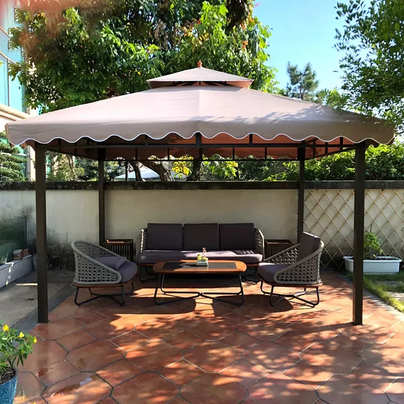 Vendita Calda Ferro Grande 5X5 Metri Grandi Gazebo Padiglioni Tenda Da Esterno Tenda Per Auto Giardino Posto Auto Coperto Gazebo Tenda Da Sole Dimensi