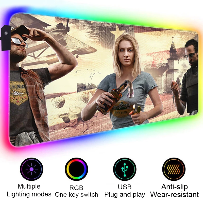 Far Cry 5 Gaming Mouse Pad Rgb Mousepad Keyboard Cover Antiscivolo Base In Gomma Tappetino Per Computer Tappetino Da Scrivania Pc Gamer Mousepad 900X4