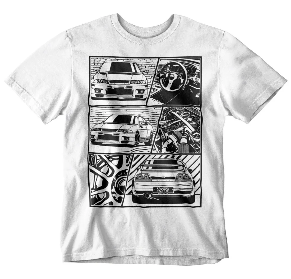 Maglietta Estiva Moda 2019 Maglietta Gtr R33 Frammento Bianca S-3Xl Jdm Boost Turbo Ventagli Per Auto Giapponesi 35 34 32 Maglietta R35