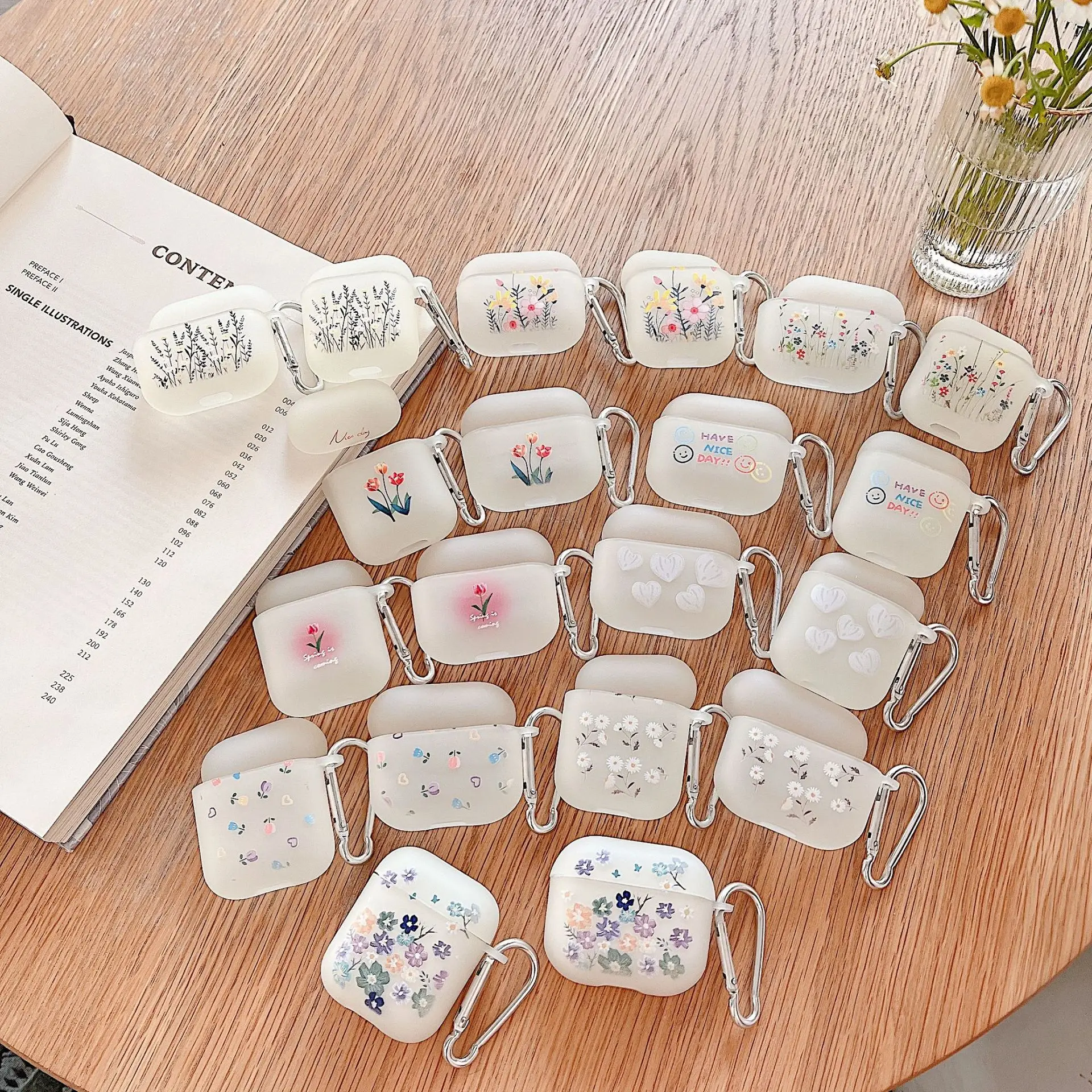 Ins Cute Flower Matte Case Per Airpods Pro 2Nd Soft Tpu Cute Cover Per Airpods 1 2 3 Bluetooth Auricolare Scatola Di Ricarica Portachiavi