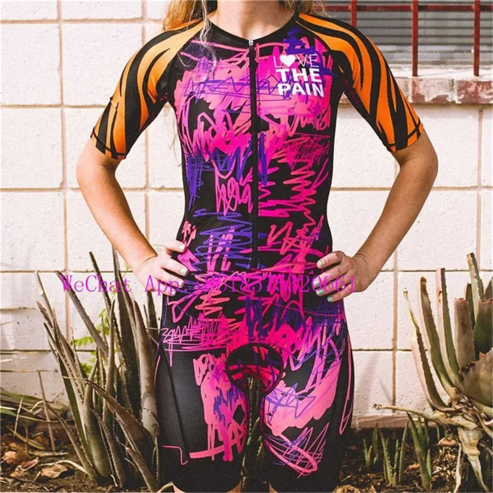 Love The Pain Womens Manica Corta Ciclismo Tuta Triathlon Suit Mtb Bike Abbigliamento Costumi Da Bagno Running Body Tuta Ciclismo