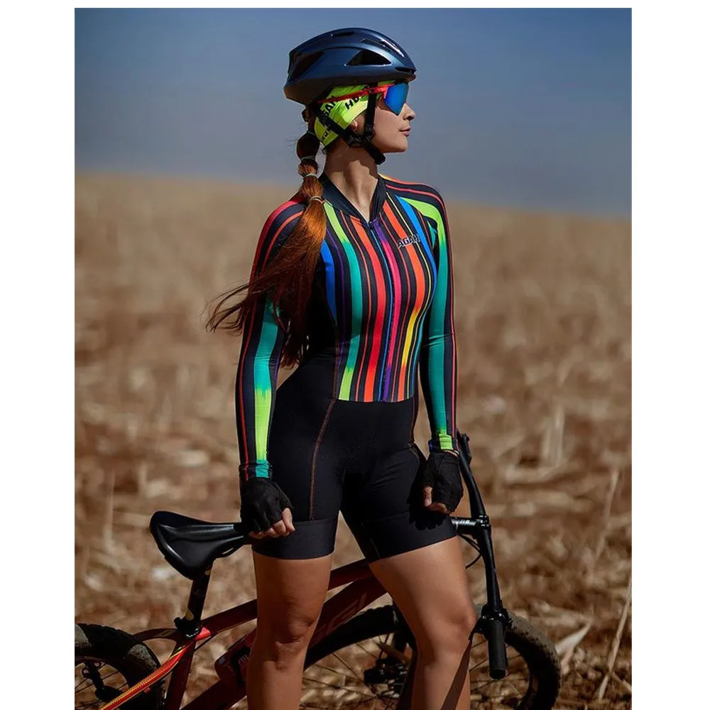 Agah Macaquinh Ciclismo Tuta Da Donna Triathlon Tuta Abbigliamento Da Bici Kit Tuta Da Bici Tuta Da Corsa Mtb Abbigliamento Sportivo A Maniche Lunghe