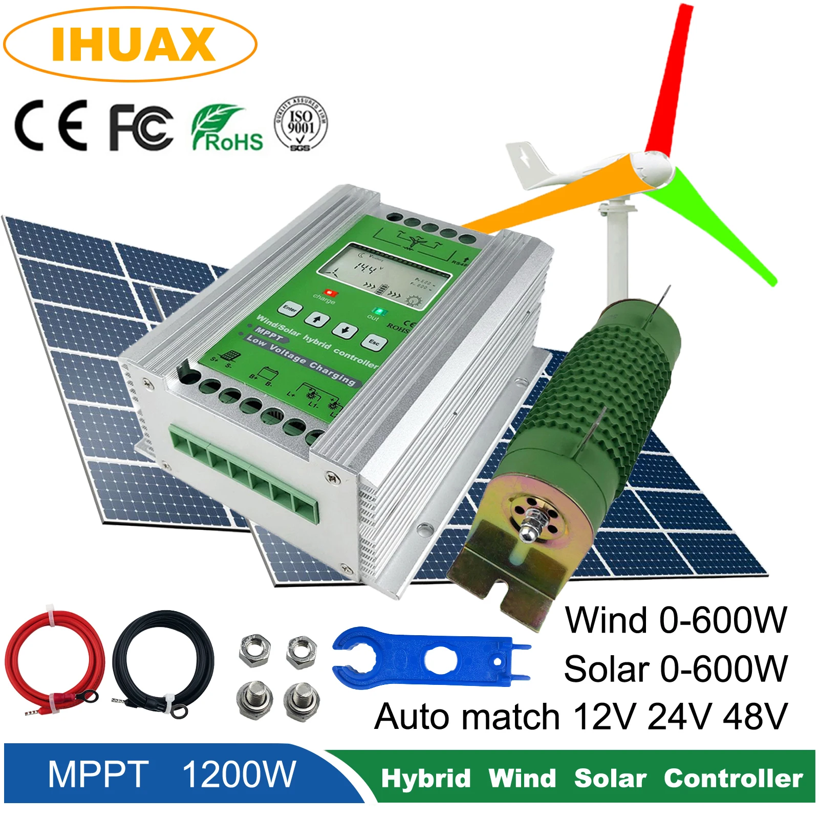 Regolatore Di Sistema Ibrido Solare Eolico Mppt 12V 24V 48V Applicare Per 1000W 800W 600W Generatore Eolico 600W 800W Pannelli Solari
