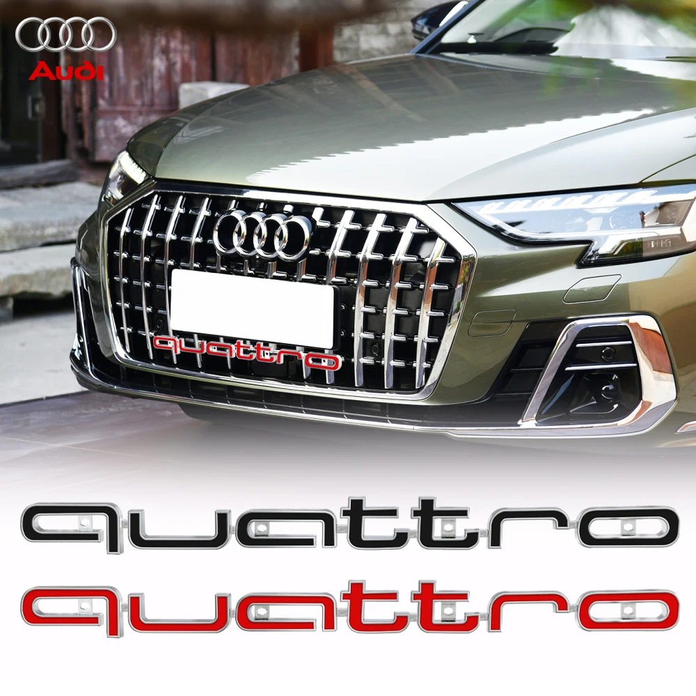 3D Abs Car Front Grille Emblem Auto Head Hood Quattro Badge Decorazione Accessori Per Audi S A3 A4 B8 8P 8V A6 C7 A5 Q5 B7 B6