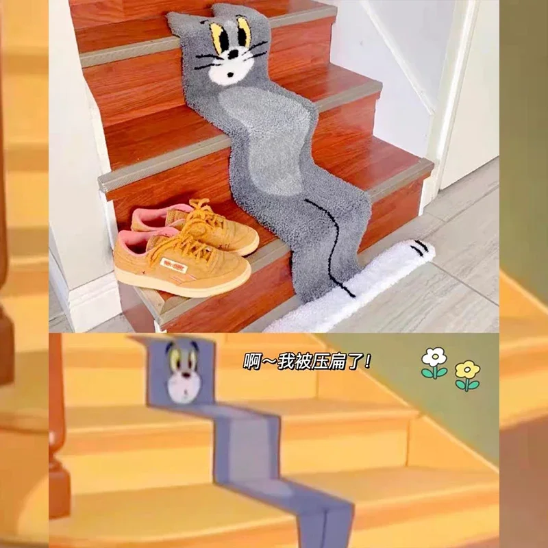 Tom & Jerry Home Scale Tappeto Tom Cat Shape Ultra Soft Antiscivolo Tom Jerry Carpet Cartoon Anime Funny Tom Carpet Camera Da Letto Comodino