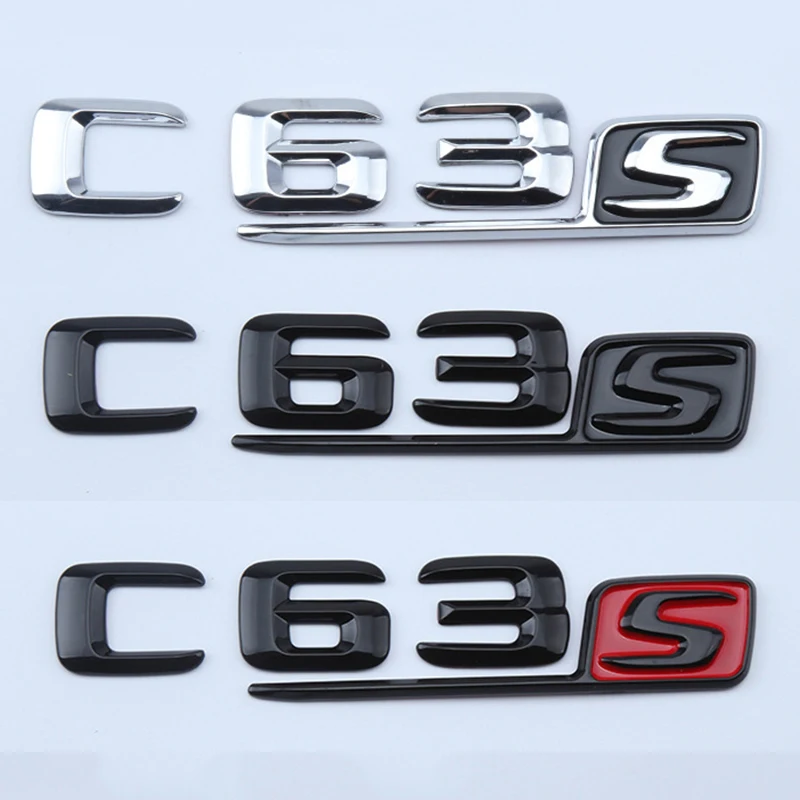 2015 3D Nero Lucido C63S Logo Lettere Distintivo Del Bagagliaio Dell'Auto Per Mercedes Benz C63S Amg W205 Coupe C63S Emblem Sticker Accessori