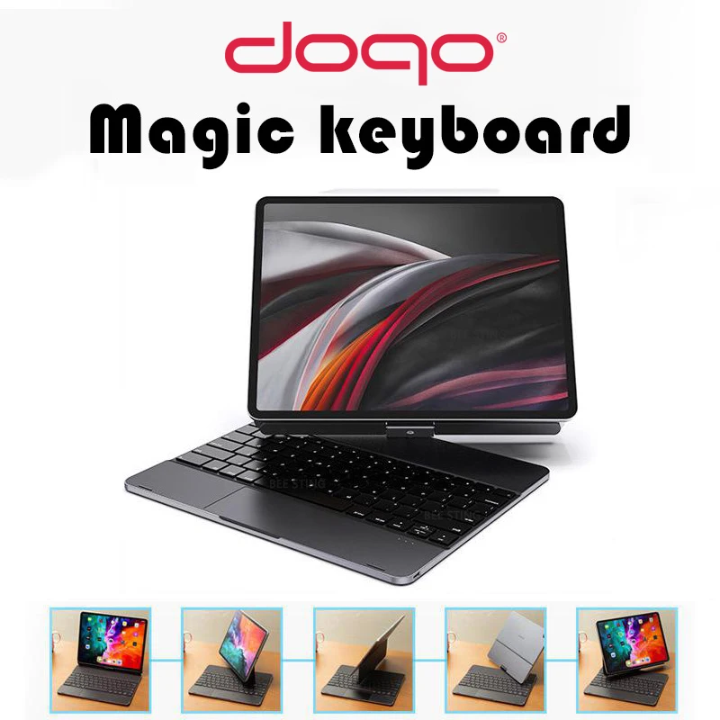 Tastiera Magica In Alluminio Doqo Con Trackpad Per Ipad Pro 11 12.9 2021 2020 2018 Air 4 5 10.9 2022 Can Custodia Magnetica Rotante A 360 °