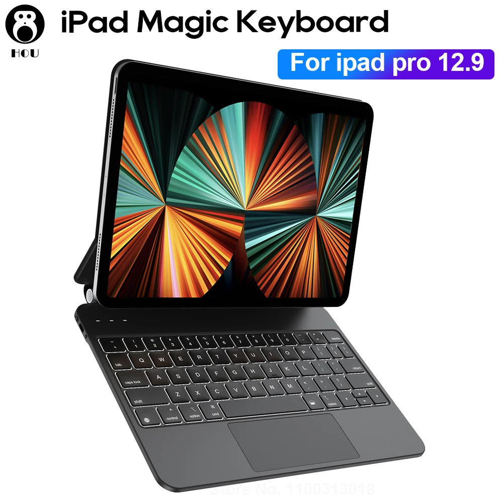 Tastiera Magica Hou Per Ipad Pro 12.9 2021 3Rd 4Th 5Th Tastiere Wireless Con Tastiere Retroilluminate Tablet Trackpad Custodia Per Ipad Batteria