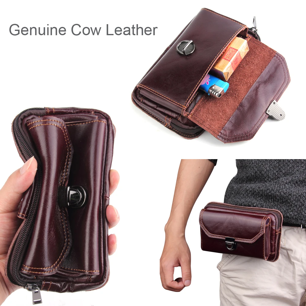 Cinghia Di Vita Del Cuoio Genuino Della Mucca Cassa Del Telefono Doppia Pouch Per Nokia 8, Oppo Reno 10X Zoom F5 Gioventù F3 Più, Per Lg G8 Thinq