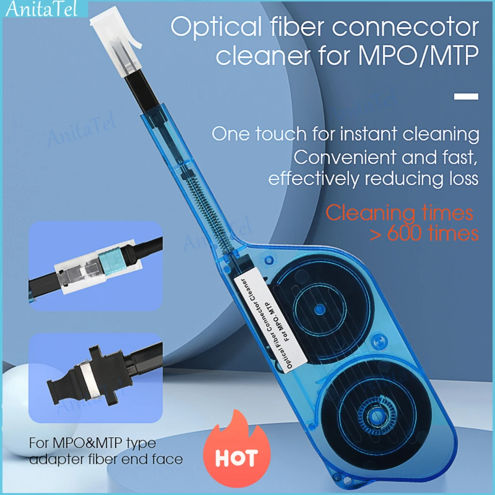 Comptyco Fiber Optic Cleaning Pen Mpo/Mtp Connectors Cleaner Optical Fiber Cleaner Tools One-Time Cleaning Mpo Connector Cleaner