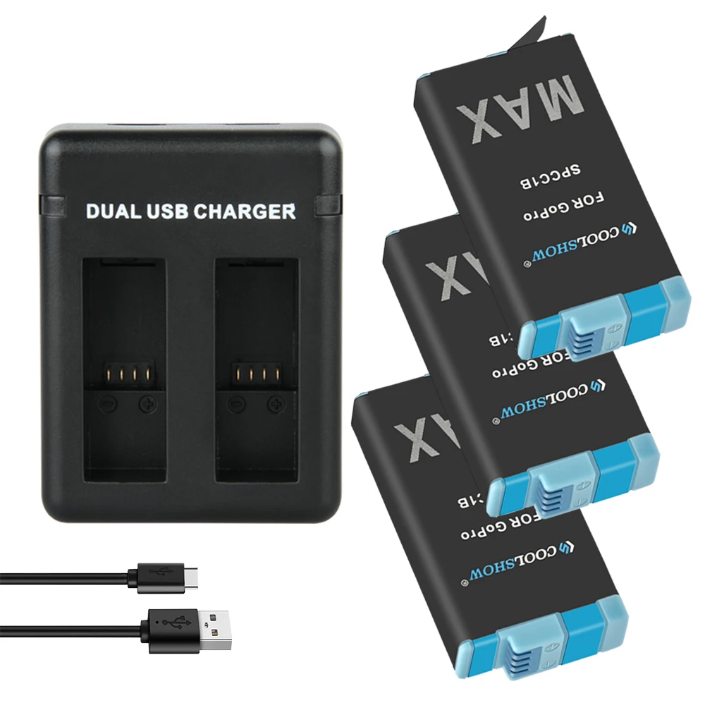 Batteria Coolshow Per Batteria Gopro Max 360 Action Camera Per Batterie Go Pro Max 1600Mah