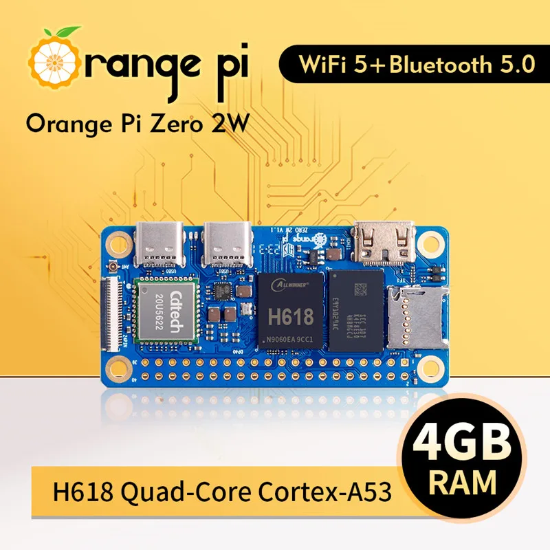 Orange Pi Zero 2 W 4Gb Ram Ddr4 Mini Pc Allwinner H618 Orange Pi Zero 2 W Wifi Bluetooth Ble Sbc Computer A Scheda Singola Zero2W