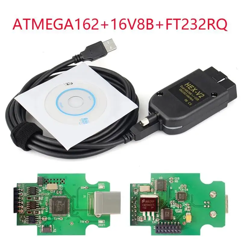 Vag Com 22.3 Vagcom Hex V2 Cavo Diagnostico Automatico Vag22.3 Atmega162 + 16 V8 + Ft232Rq Multilingue