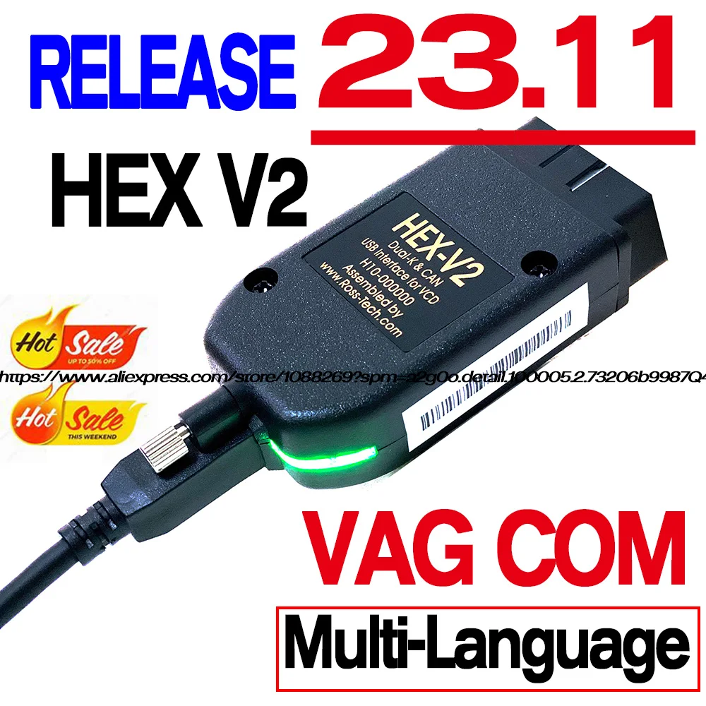 2024 Best 23.3 Vag Com Vag Hex V2 Interfaccia Usb Vagcom Obd2 Tester Per Vw Audi Skoda Seat Vag Atmega162 Autocom Obd Vcds Tool