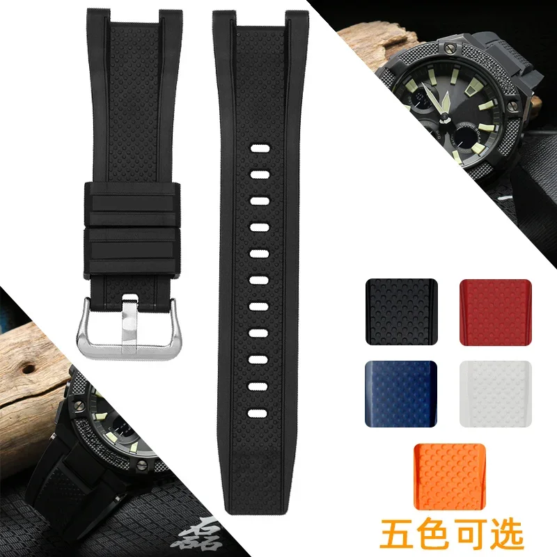Per Casio Black Rubber Watch Chain Gst-W110/S130/B100/100G/S110 Cinturino Per Orologio In Silicone