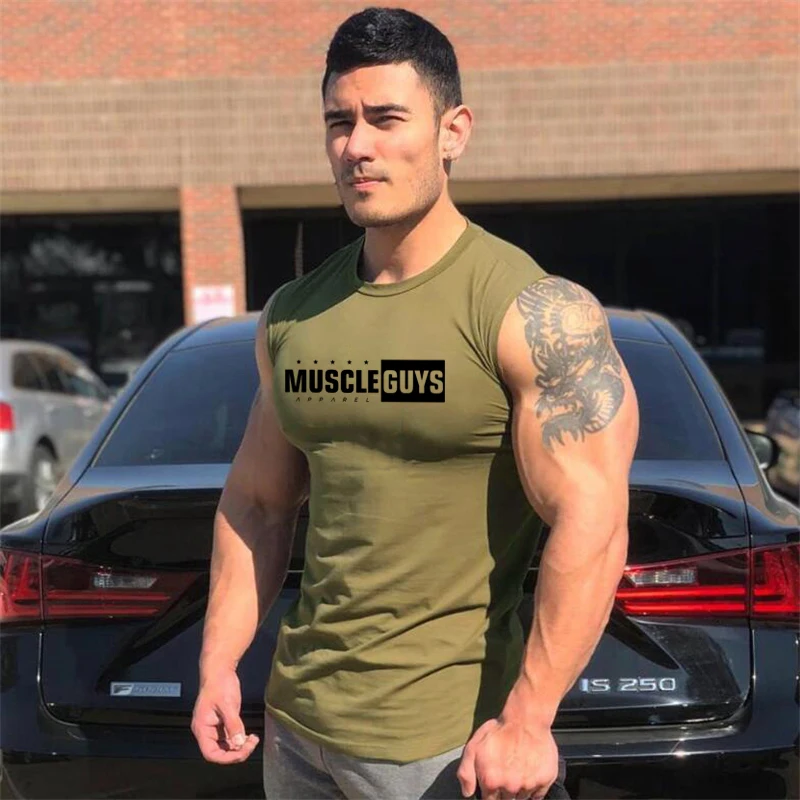 Muscle Guys Abbigliamento Moda Camicie Senza Maniche In Cotone Canotta Da Allenamento Canotta Da Uomo Fitness Canotta Bodybuilding Allenamento Gilet D