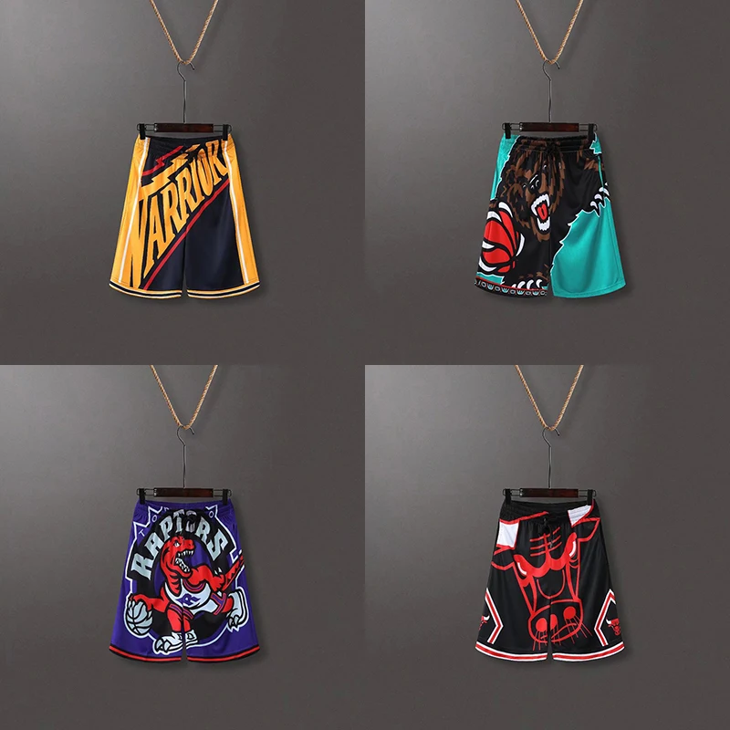 2023 Nuovi Pantaloni Da Basket Usa Guerrieri Raptors Allenamento Sportivo Pantaloncini Sportivi Extra Large Larghi Da Uomo Pantaloni Da Basket M-5Xl