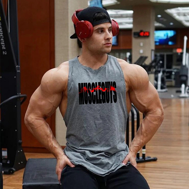 Professionale Muscleguys Abbigliamento Per Il Fitness Mens Stringer Tank Top Bodybuilding Senza Maniche Camicia Musculation Stringer Homme
