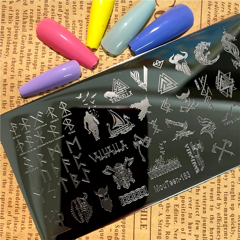 Ancient Warriors Nail Stamping Plate Simboli Tribali Nail Art Template Battle Nail Stamp Plate Mouteen-183