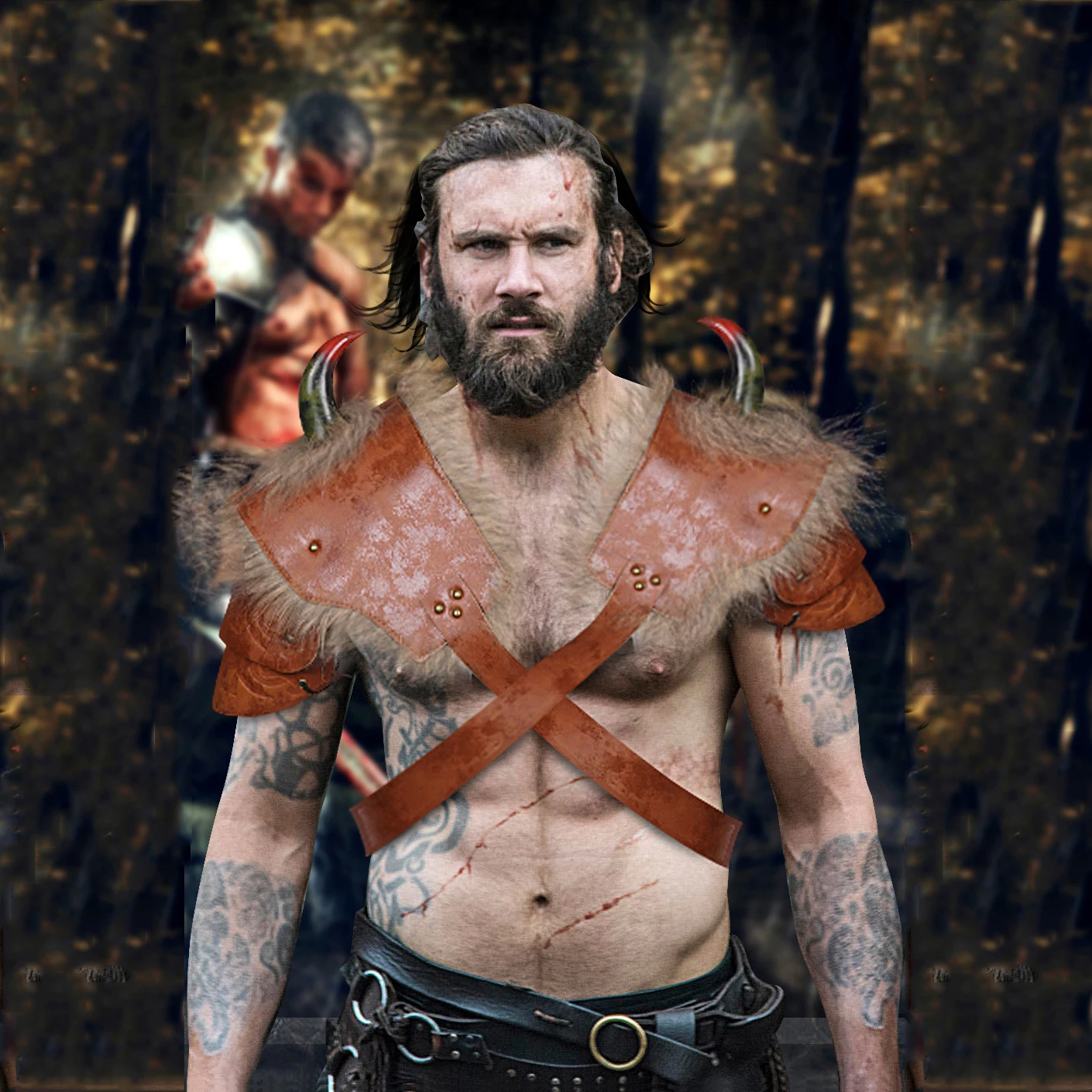 Medieval Warriors Armor For Men Halloween Csotumes Adults Hunter Cosplay Viking Armor Fur Knight Role Play Performance Show