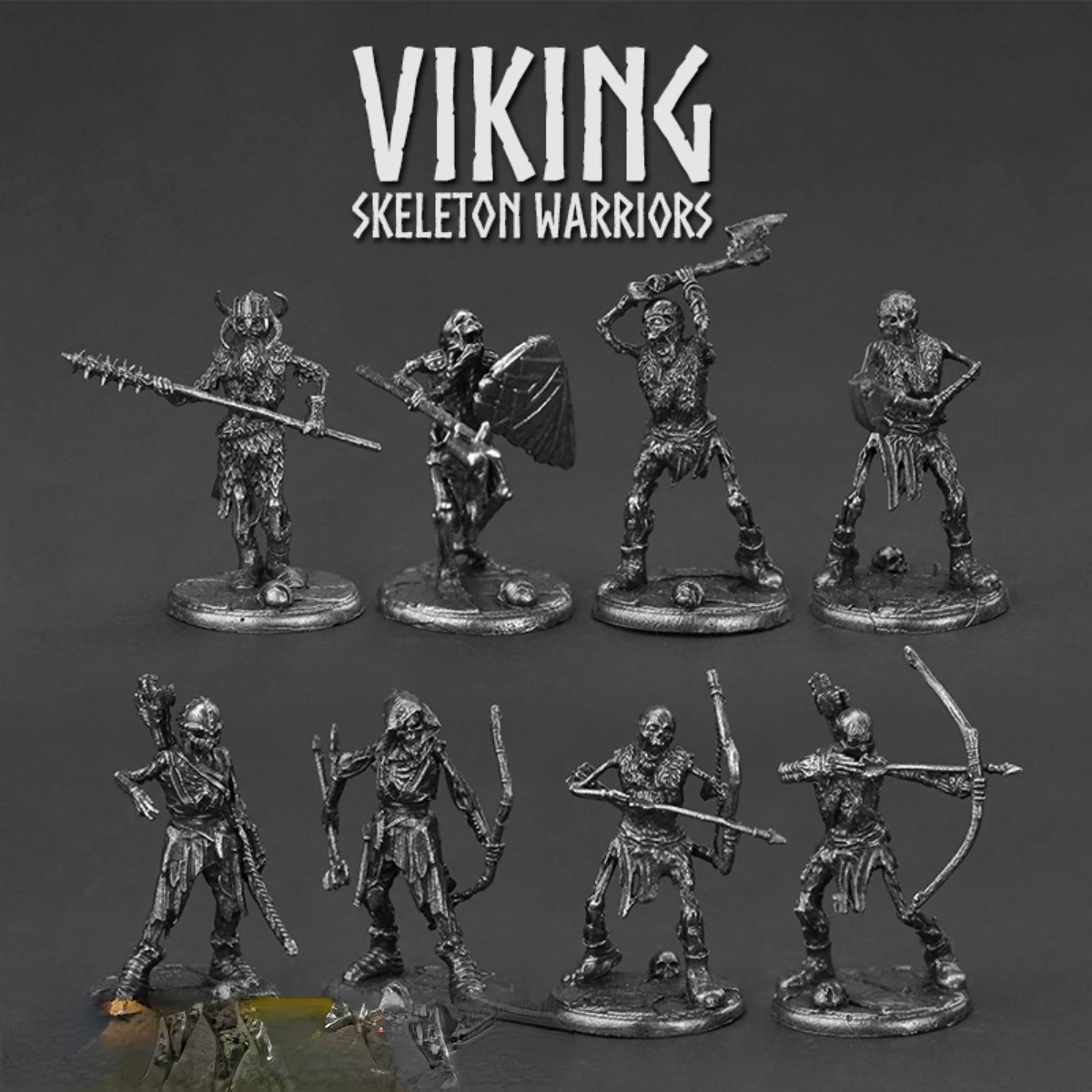 Modello Di Rame Viking Skeleton Warriors Army Corps Soldier Mini Alloy Metal Miniature Armor Samurai Statuetta Figura Fai Da Te Decor Toy