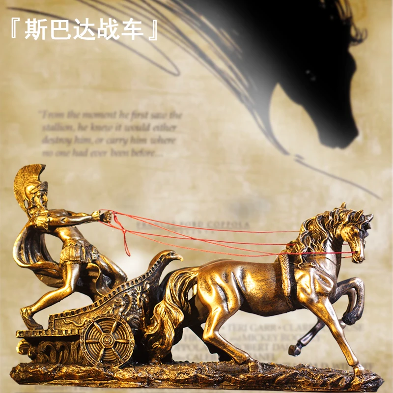 Ancient Roman Blindato Spartan Warriors Vintage Carriage Sculpture Model Tank Crafts Creative Bar Cafe