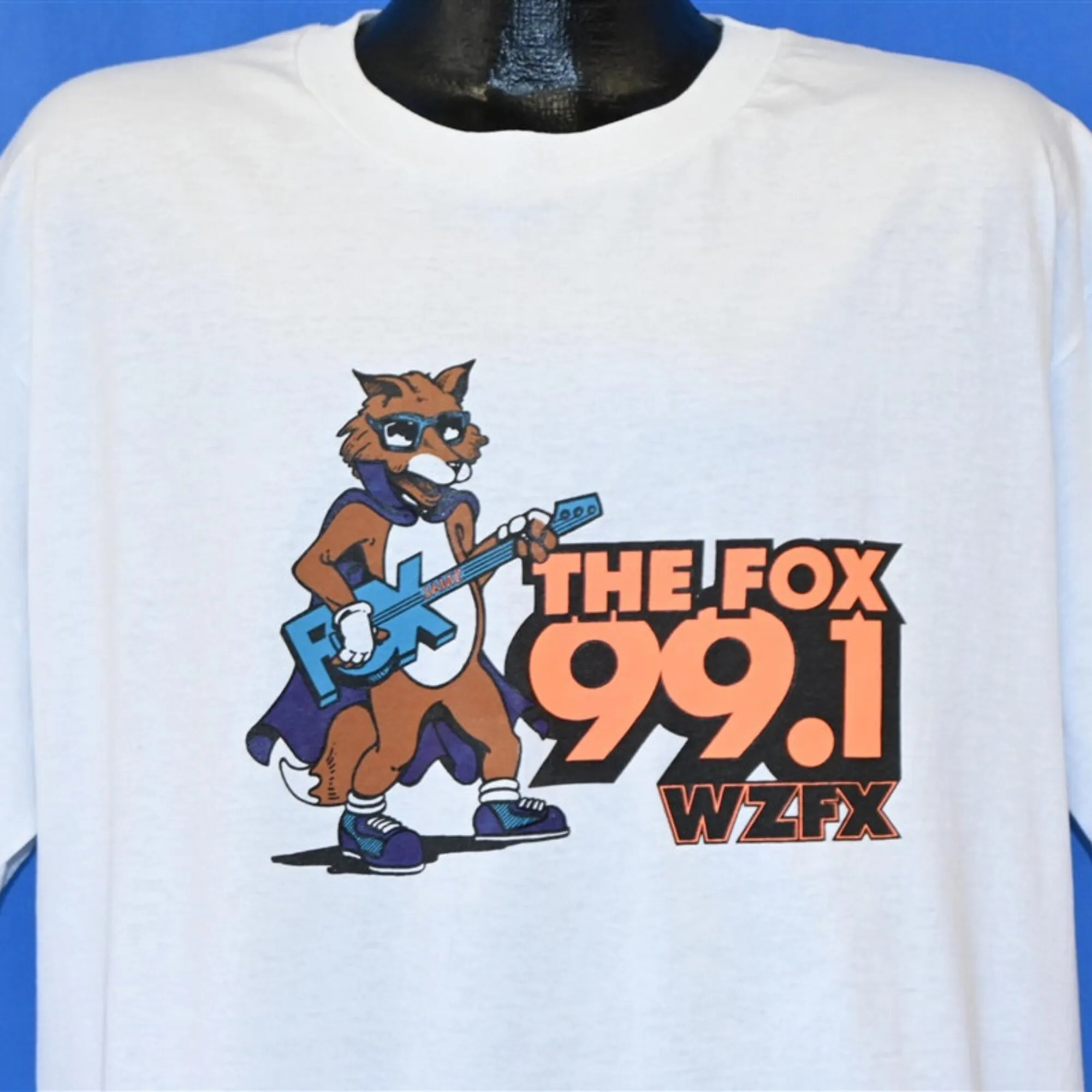 80S Wzfx 99 1 Stazione Radio La Maglietta Foxy Fayetteville North Carolina Extra Large