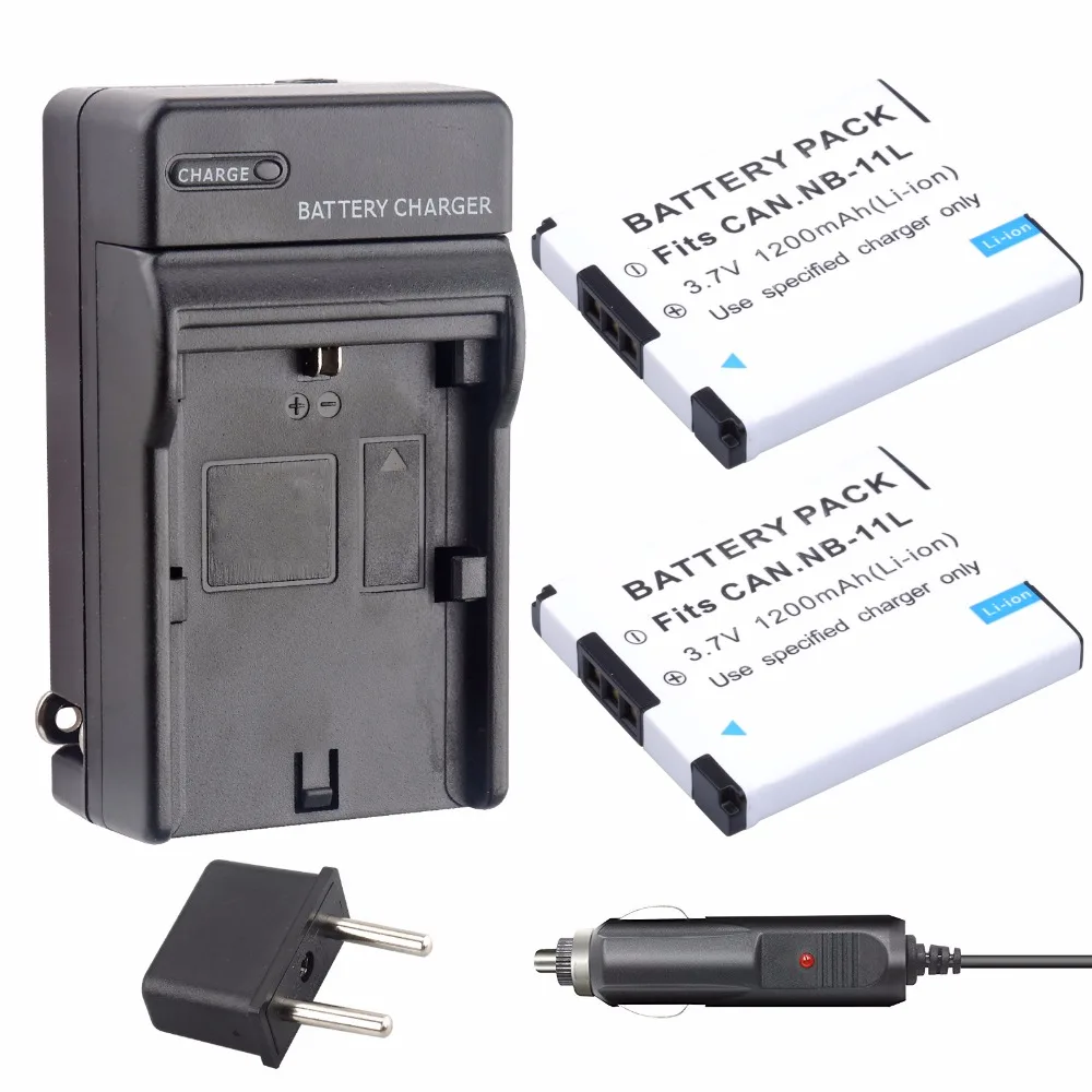 Nb-11L Nb 11L Batteria (Confezione Da 2) + Kit Caricabatterie Per Canon Nb-11Lh A2300 Is, A2400 A3500, A4000 ,Elph 130 140 Is Ixus 285 Ixus 285