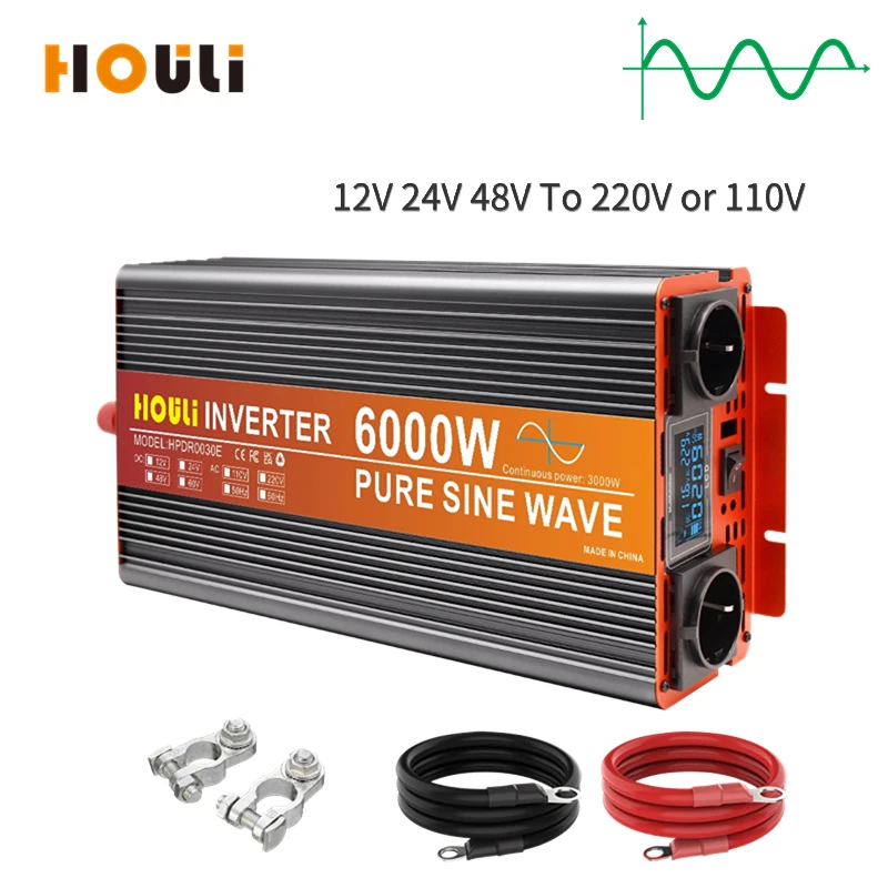 Houli Car Power Inverter 12V 24V 220V Onda Sinusoidale Pura 5000W 6000W Inversor De Senoidal Onda Pura Corriente Wechselrichter