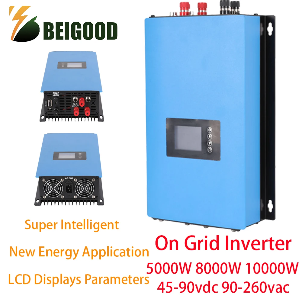 5Kw 8Kw 10Kw Wind On Grid Tie Inverter Con Limitatore Generatore Di Turbine Eoliche Monitor Wifi Scarica Batteria Da Dc22-90V A Ac90-260V