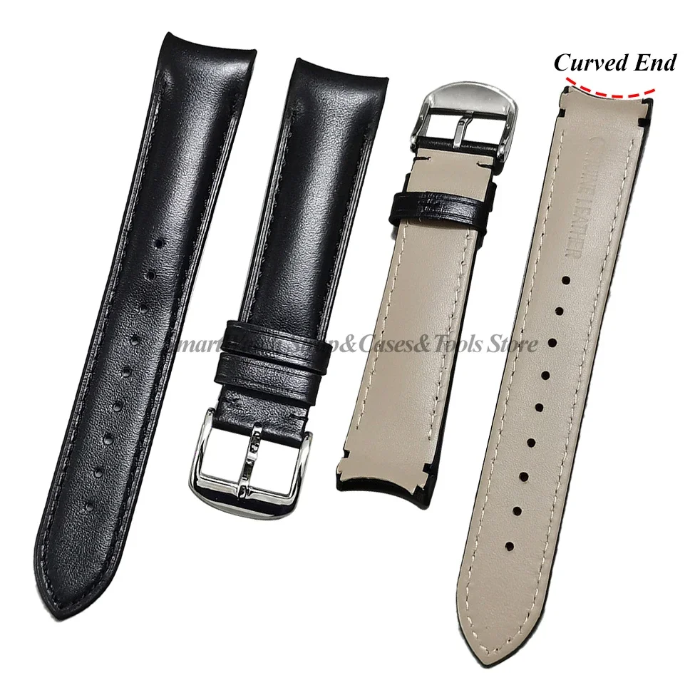 Cinturino In Vera Pelle Premium Estremità Curva Per Omega Speedmaster Per Swatch 20Mm 22Mm Uomo Donna Business Watch Band Nero Marrone