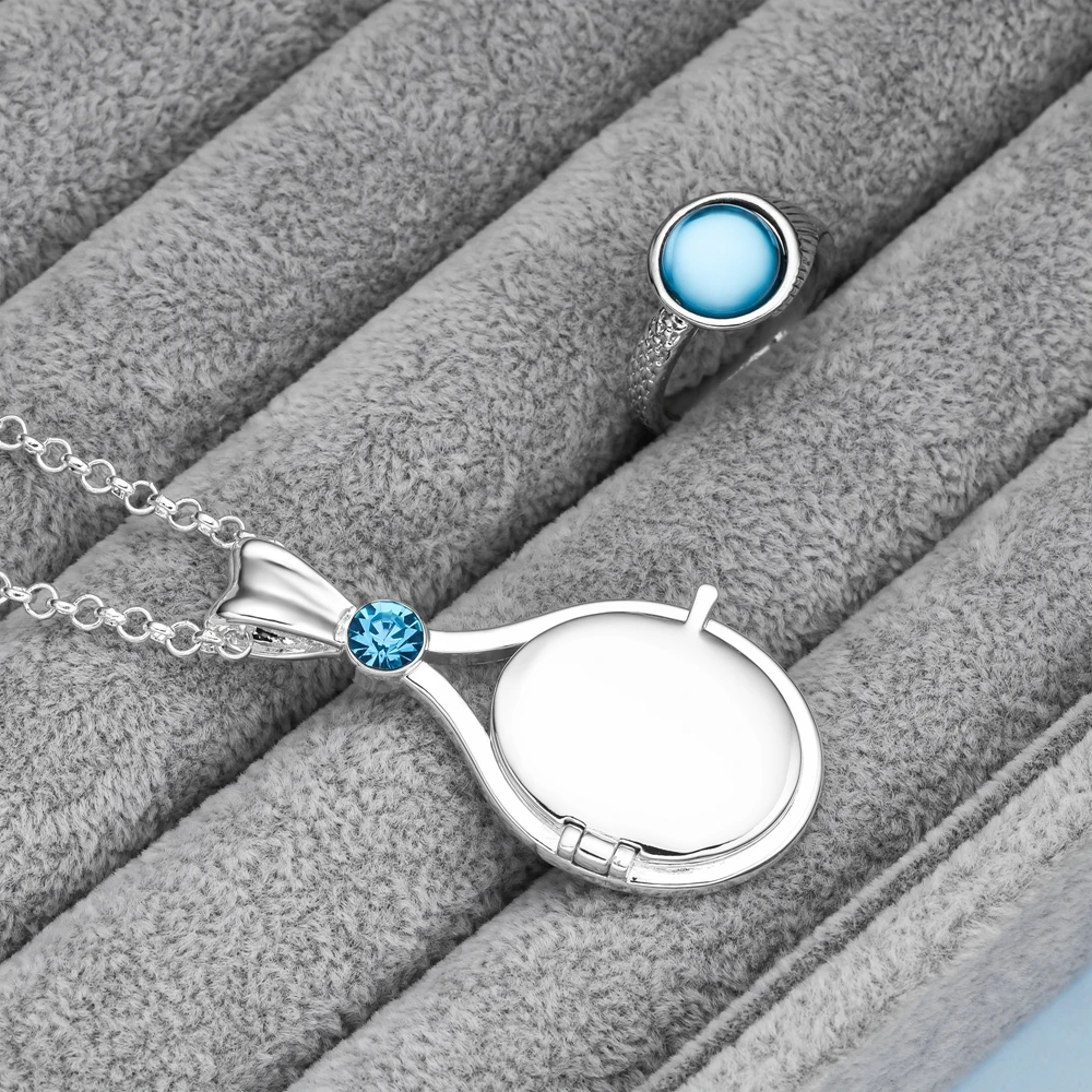 H2O Mermaid Princess Ring Intarsiato Blue Crystal Silver Color Charm Girly Jewelry Rings For Women Girls Size 7-9