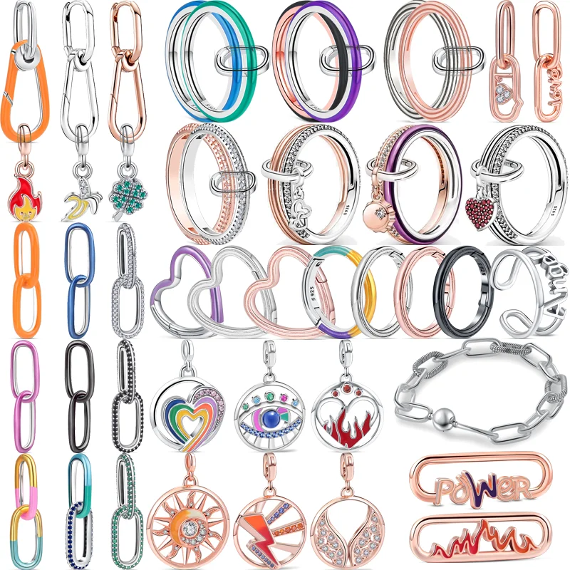 New 925 Silver Me Rings Me Orecchini Styling Connettore A Due Anelli Collegamenti Charms Beads Fit Original Pandora Me Rings Bracciale Jewelry