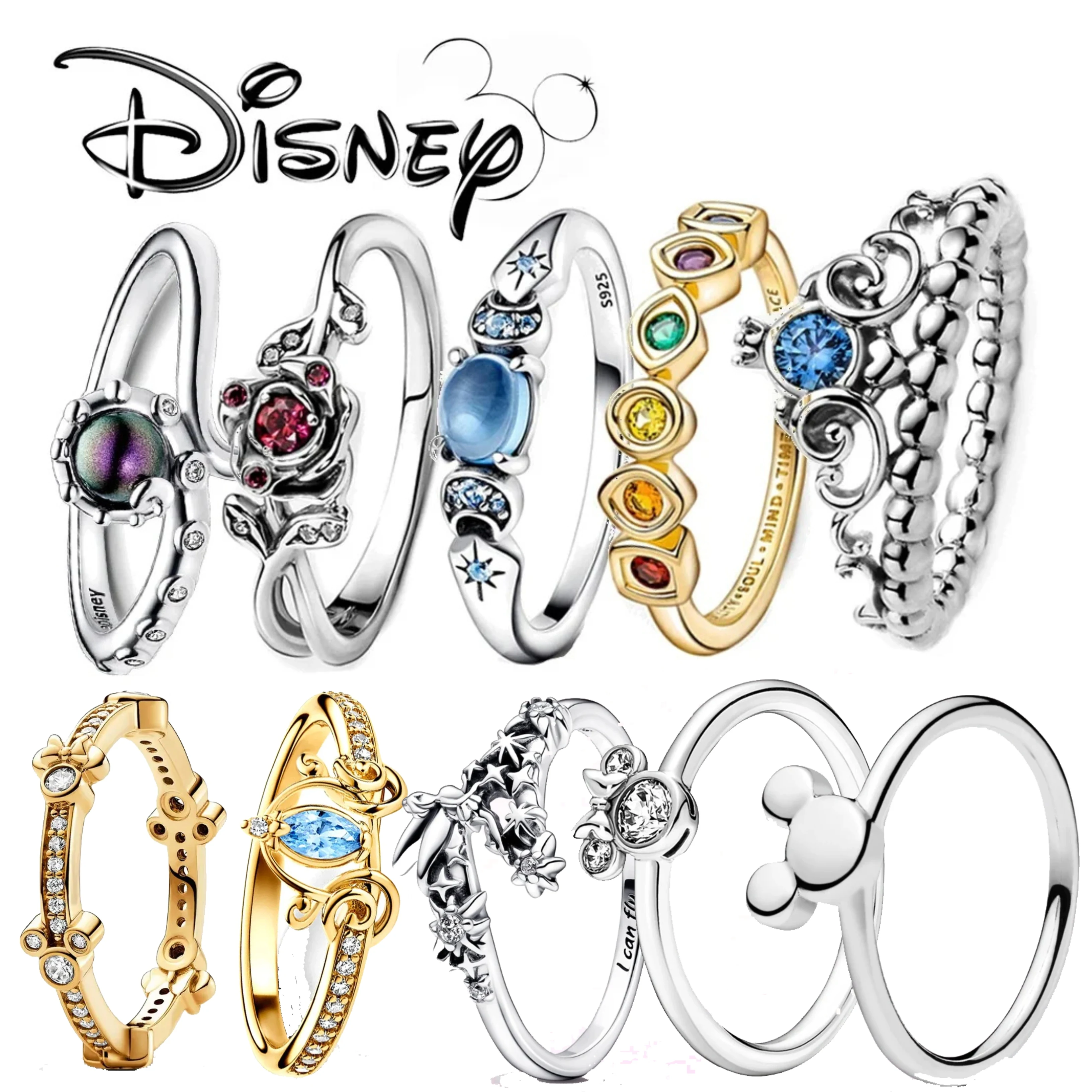 925 Sterling Silver Herocross Disney Mickey Minnie Princess Cenerentola Carriage Rings Original San Valentino Jewelry Gift