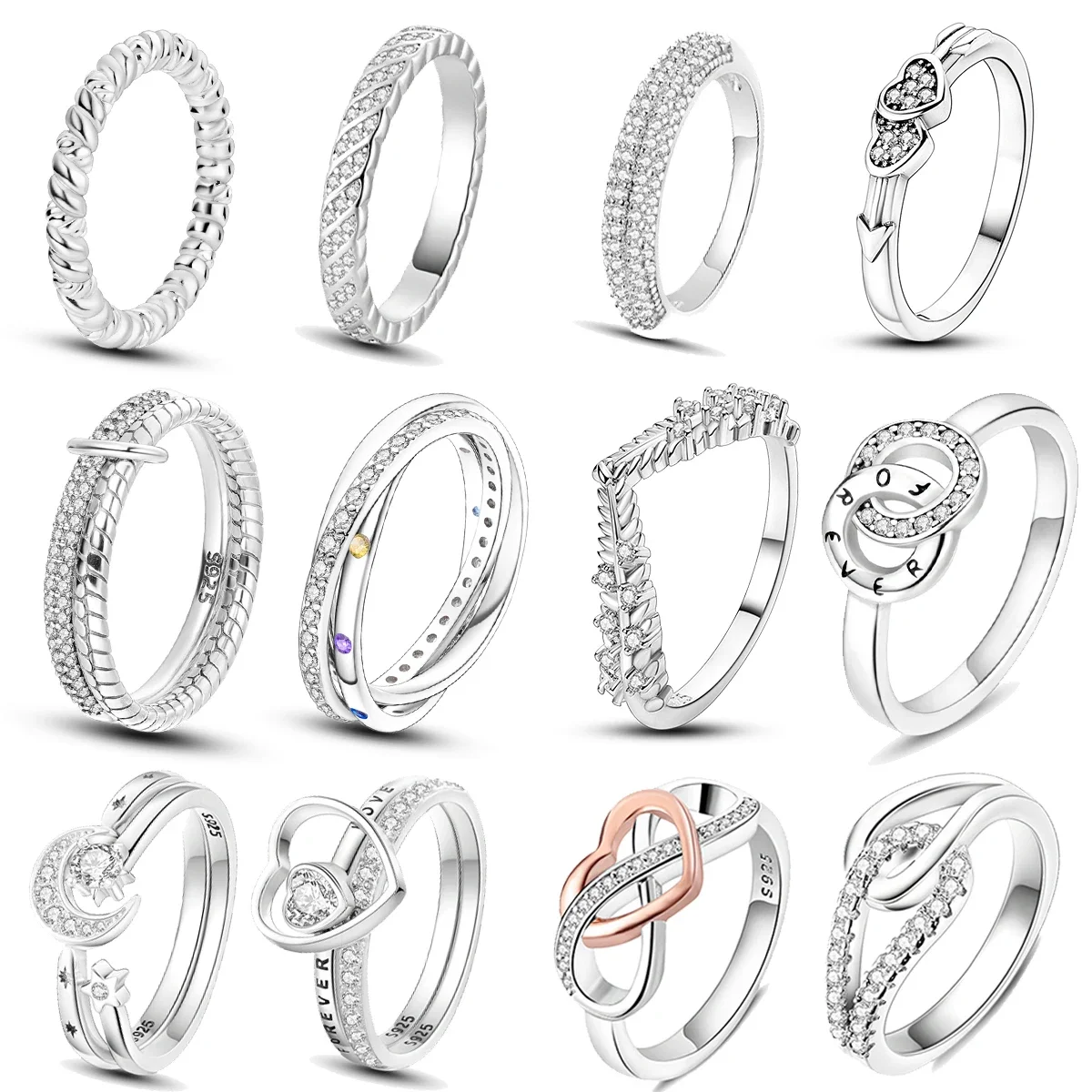 925 Sterling Silver Color Eye Feather Star Ring Charms Fit Originale Pandora Bracciale Charm Bead Collana Gioielli Femminili Fai Da Te