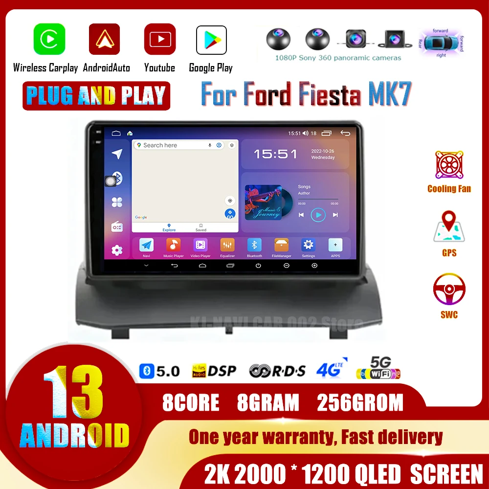 Radio Android Per Ford Fiesta Mk7 2009 -2017 Mirror Link Touch Screen Stereo Head Unit Sistema Intelligente Lettore Multimediale Per Auto