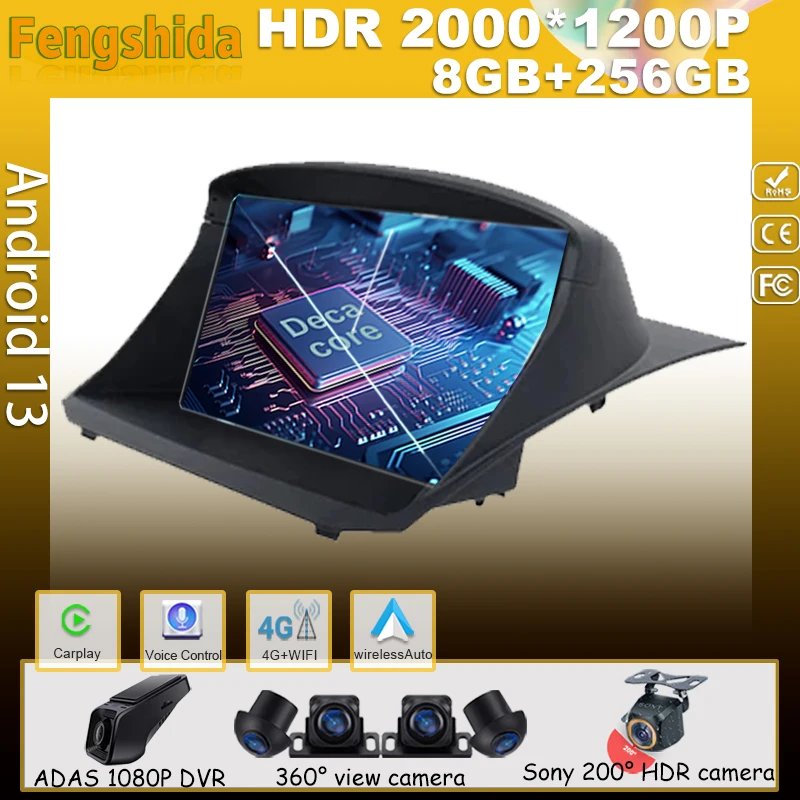 Auto Android Per Ford Fiesta 2009- 2019 Auto Radio Multimedia No 2Din Player Schermo Stereo Dvd Video Player Wifi Qled Bt Hdr