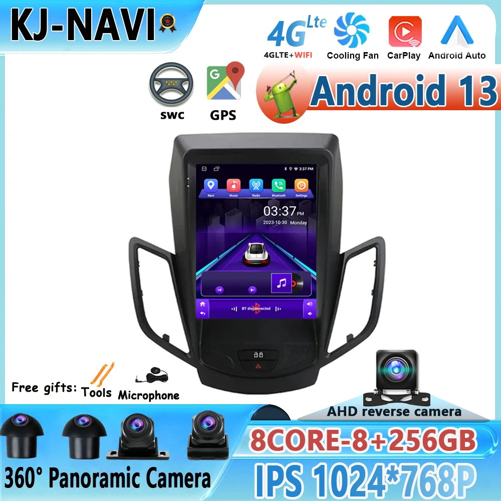 Android 13 Schermo Da 9.7 Pollici Autoradio Radio Lettore Video Multimediale Per Ford Fiesta Mk7 2009 - 2016 4G + Wifi Gps Carplay