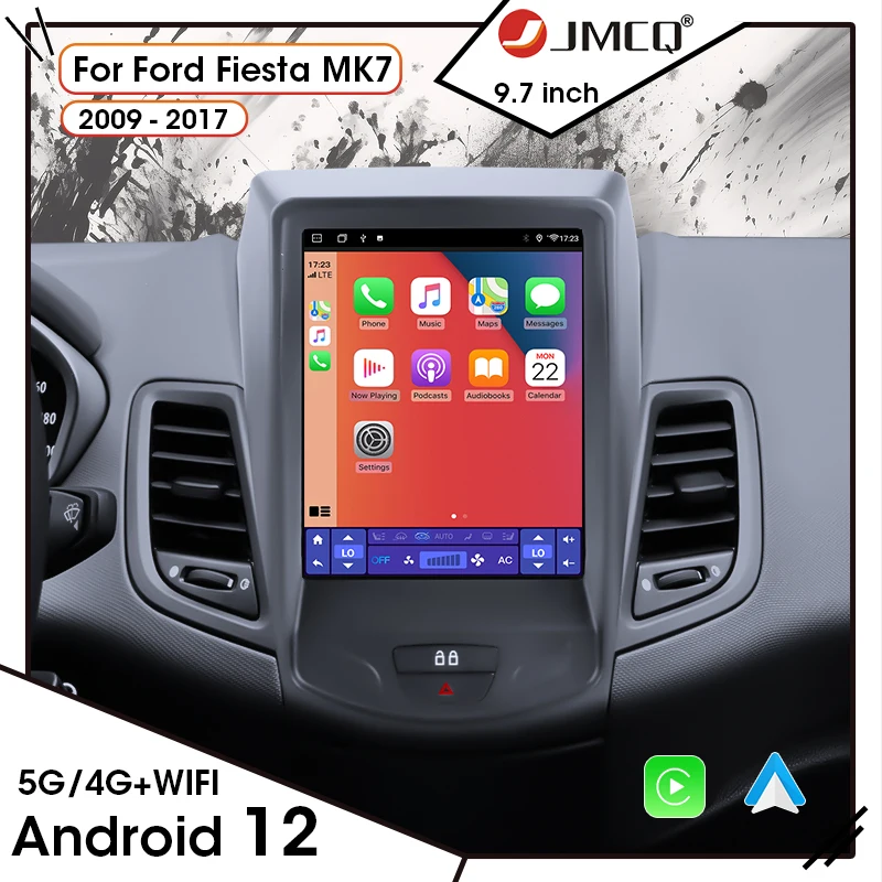 Android12 Autoradio Stile Tesla Per Ford Fiesta Mk7 2009 - 2017 Lettore Multimediale Navi Carplay Stereo Head Unit 9.7 "Auto Gps Eq
