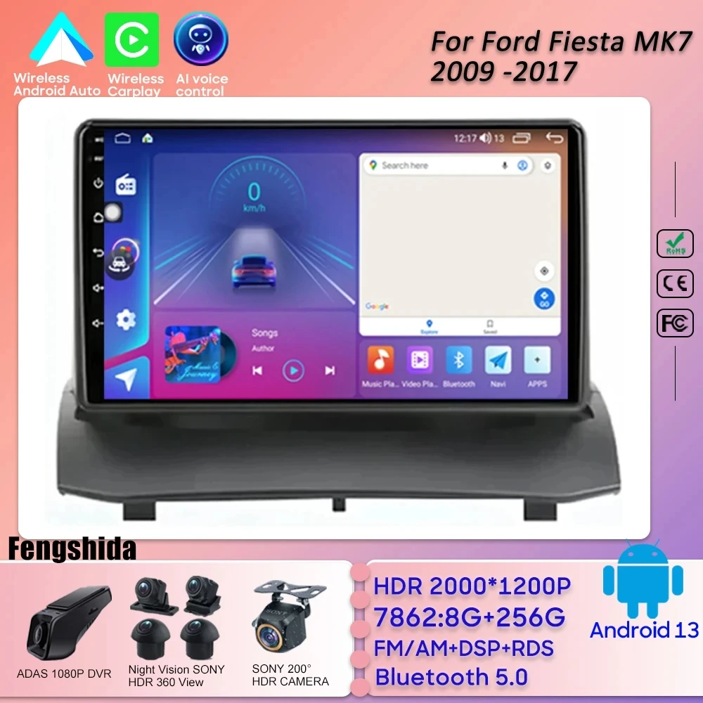Radio Android Per Ford Fiesta Mk7 2009 -2017 Mirror Link Touch Screen Stereo Head Unit Sistema Intelligente Lettore Multimediale Per Auto