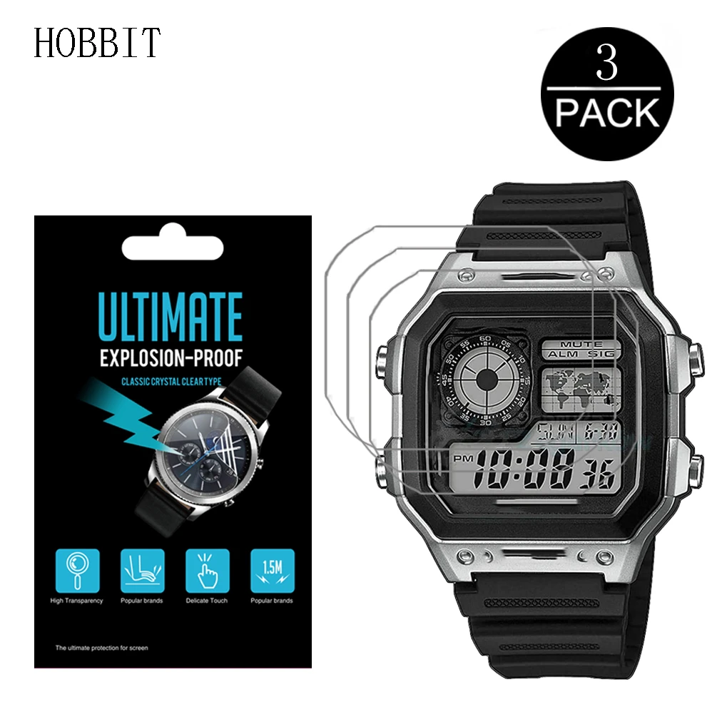 Pellicola Salvaschermo Nano Antideflagrante Da 3 Pezzi Per Casio Ae-1200 Ae-1300 Ae1200 / Ae1200Wh-1A / Ae1200Whd-1A Sport Watch Lcd Film