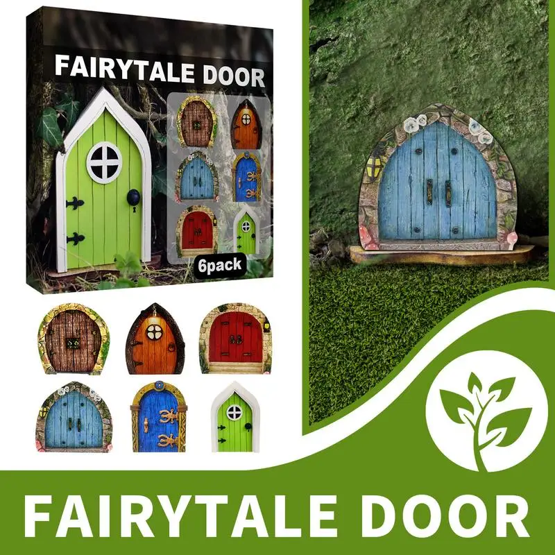 6 Pezzi Fata Porta Kit In Miniatura Fairy Doors Multi-Color Hobbit Door Fairy Doors Per Alberi Outdoor Mini Fairy Garden Door Great