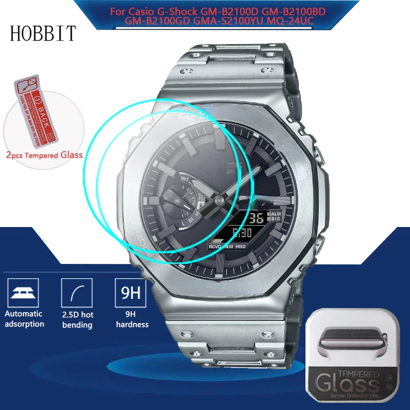 2 Pezzi Di Vetro Temperato Per Casio G-Shock Gm-B2100D Gwn-1000B Gm-B2100Gd Gma-S2100Yu Mq-24Uc Hd Pellicola Protettiva Per Schermo Trasparente