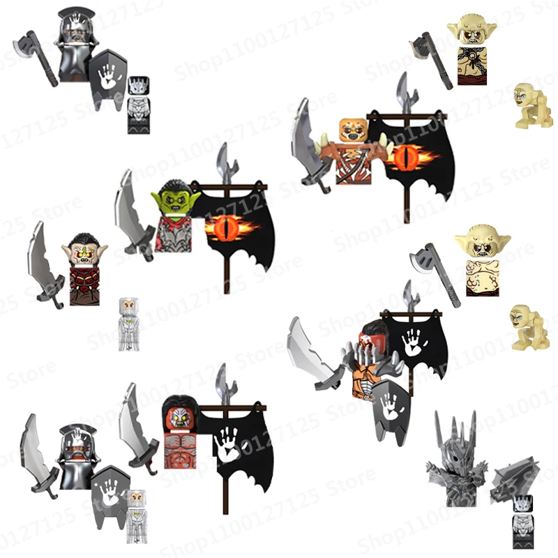 Lord Rings Movies Hobbit Bricks Doll Goblin Ringwraith Sauron Frodo Orcs Uruk-Hai Mini Assemblare Figure Giocattolo Building Blocks Regalo