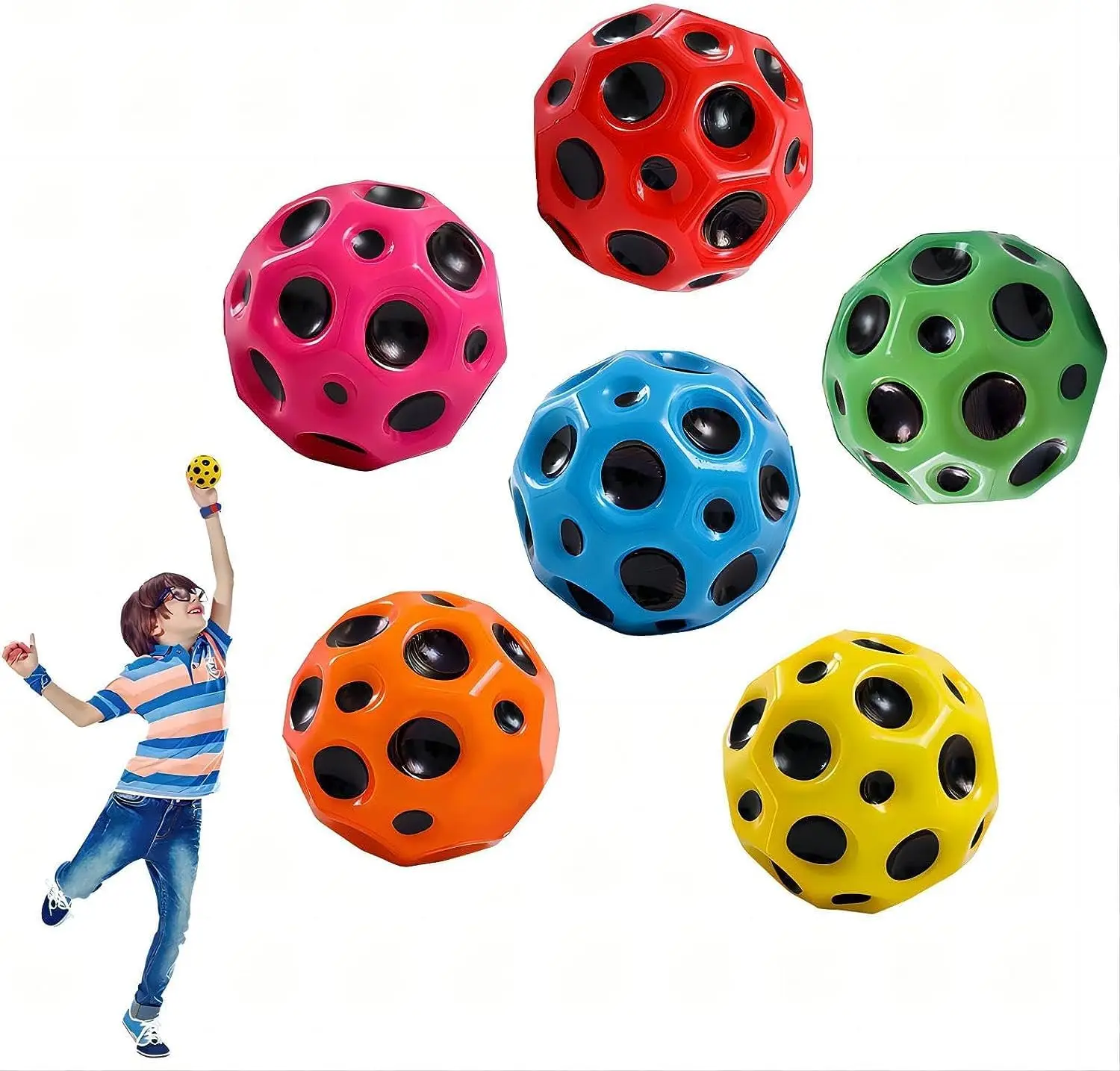 Soft Color Astro Jump Skip Ball Space Moon Shape Anti Stress Relief Rubber High Bouncy Squash Gift Outdoor Fidget Toy Kid Adult
