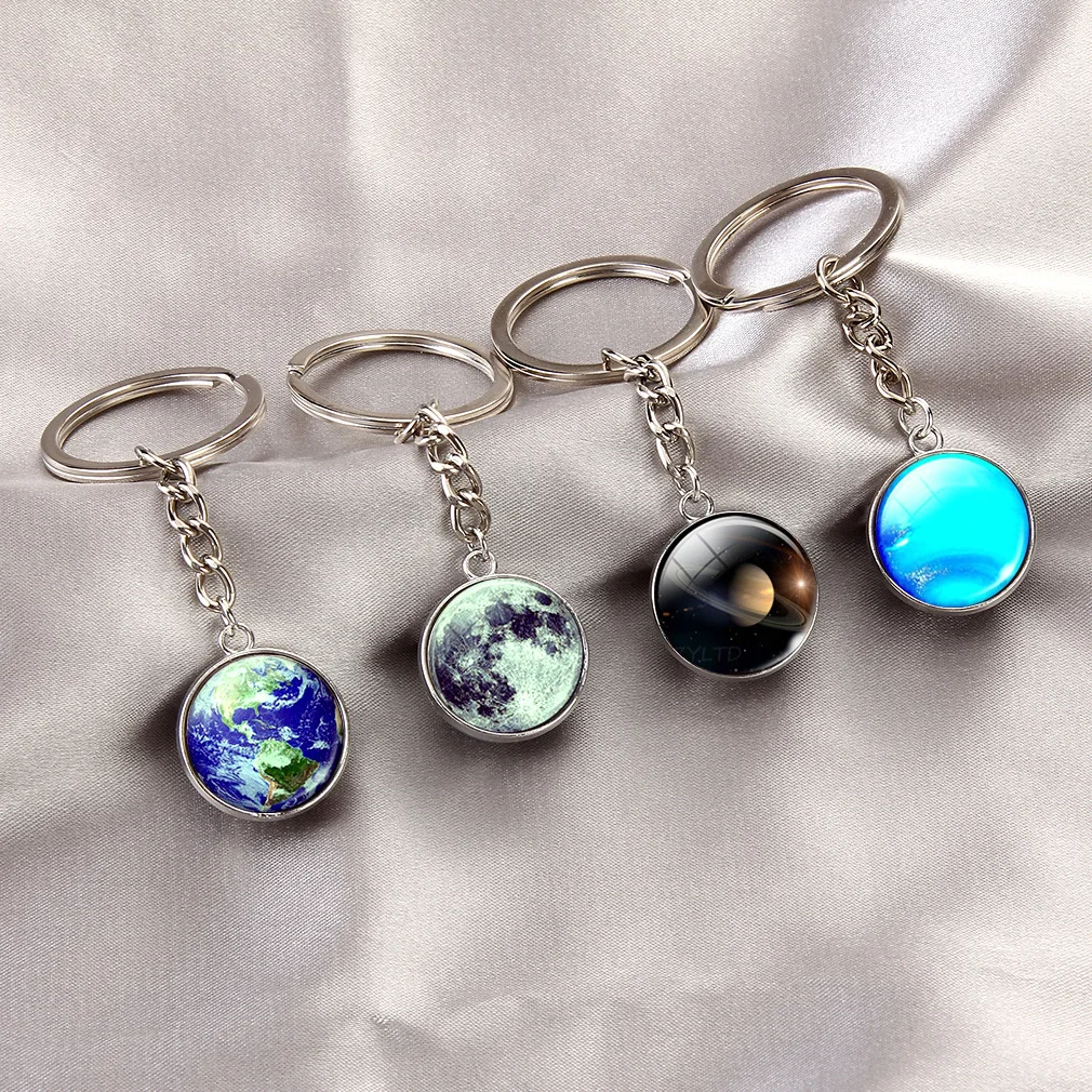 Portachiavi Luminoso Time Gem Ciondolo Portachiavi Luminoso Glow In The Dark Moon Double Sided Glass Ball Portachiavi Gioielli Di Moda