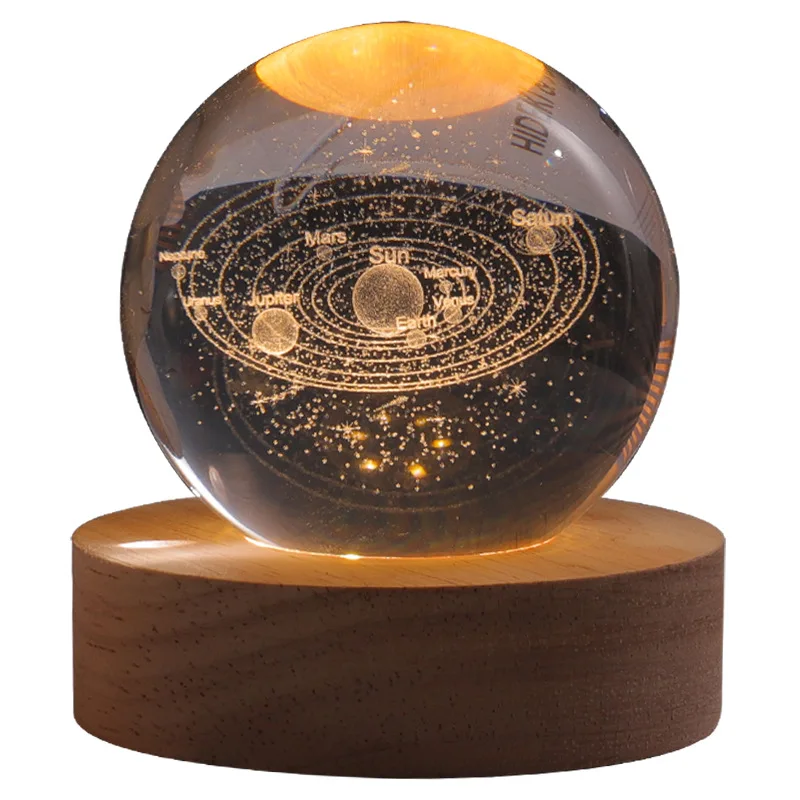 Universo Interstellare Luna Sfera Di Cristallo Luce Notturna Camera Da Letto Desktop Decorazione Domestica Romantica Lampada Da Notte Regalo Per Bambi