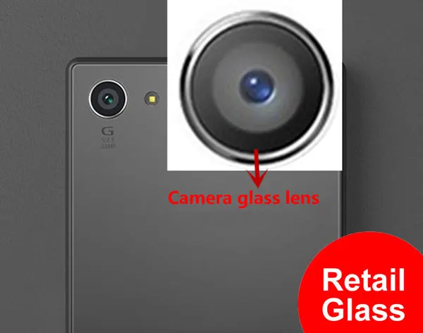 100% New Retail Torna Rear Camera Lens Copertura Della Macchina Fotografica Di Vetro Con Adesivi Per Sony Xperia Z5 Z5 Mini Z5C Compatto Z5P E5823